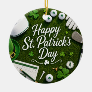 Décoration En Céramique Golf St. Patrick's Day avec balle de golf pour gol