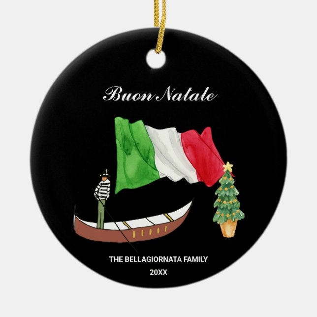Décoration En Céramique *~* Gondola Drapeau Italie Buon Natale Photo Noël (Devant)