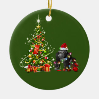 Décoration En Céramique Gorille Avec LUMIÈRE Casquette Noël