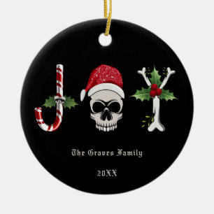 Décoration En Céramique Gothique Noël JOY Skull