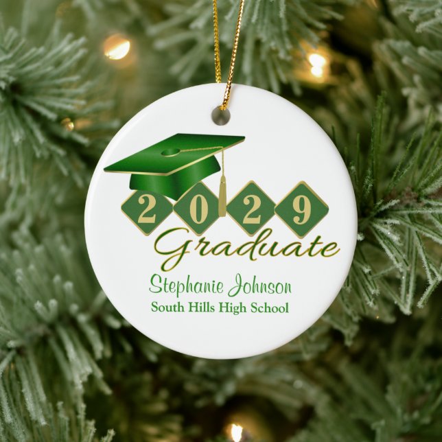 Décoration En Céramique Graduation Green et Gold Classic (Arbre)