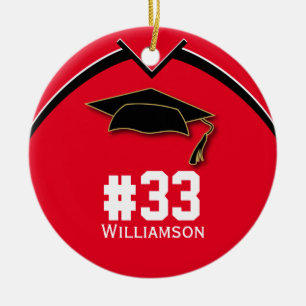 Décoration En Céramique Graduation Senior Football Player Équipe # Red