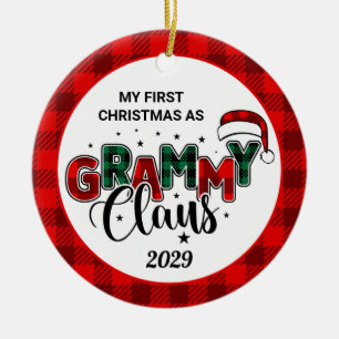 Décoration En Céramique Grammy Claus Noël Photo Plaid Céramique Ornamen