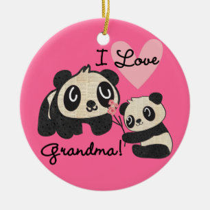 Décoration En Céramique Grand-maman d'amour des ours panda I
