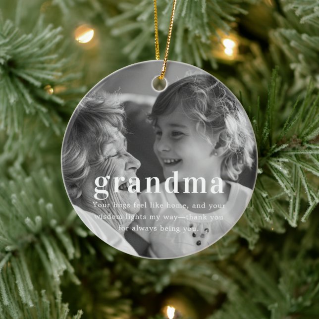 Décoration En Céramique Grand-mère | Sentiments photo Keepsaké Noël (Arbre)