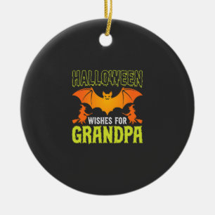 Décoration En Céramique Grand-père de Halloween chauve-souris sorcière voe