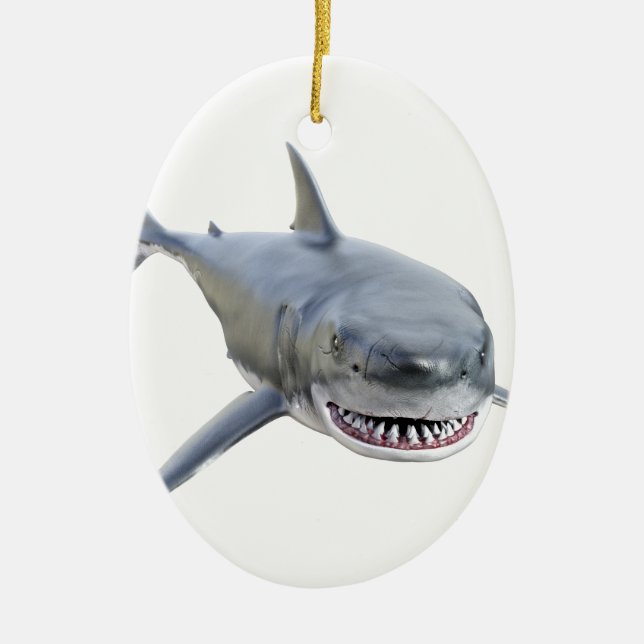 Décoration En Céramique grand requin blanc nageant à l'avant (Devant)