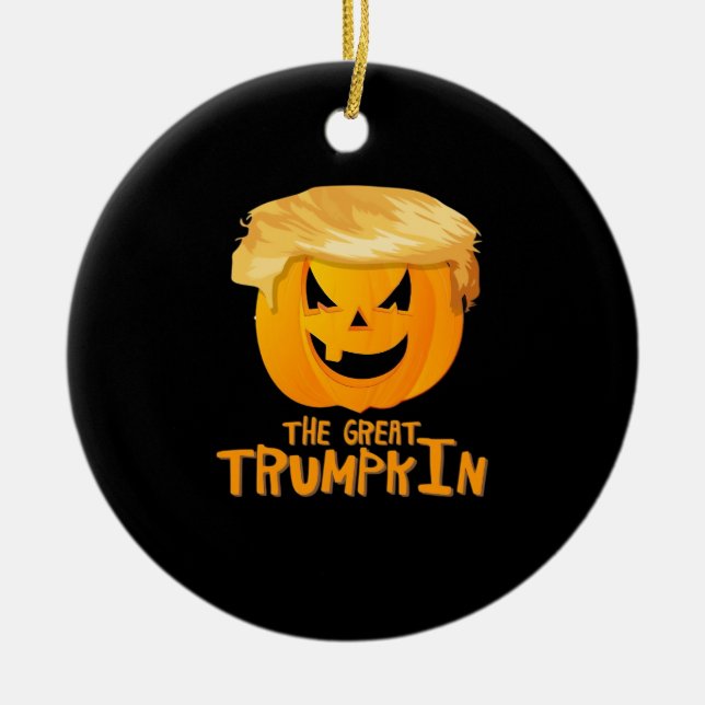 Décoration En Céramique Grand Trumpkin drôle Halloween (Devant)