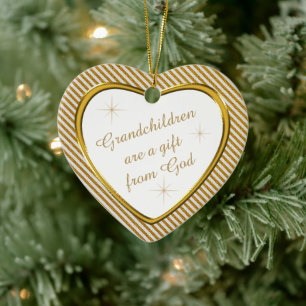 Décoration En Céramique Grandchildren Cadeau Gold Heart Keepsaké