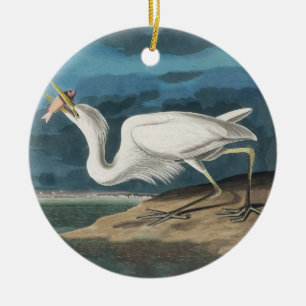 Décoration En Céramique Grande Aigrette d'Audubon : Oiseau côtier vintage