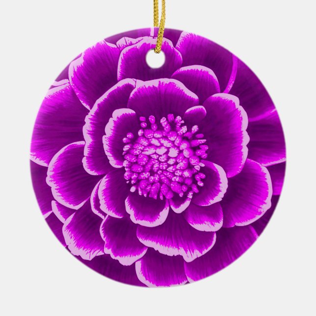Décoration En Céramique Grande Fleur Dahlia violette (Devant)