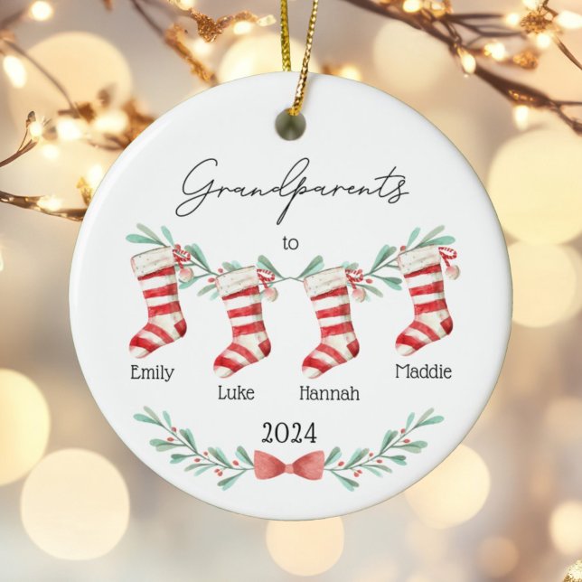 Décoration En Céramique Grandparents Christmas Ornament Custom Stockings (Créateur téléchargé)
