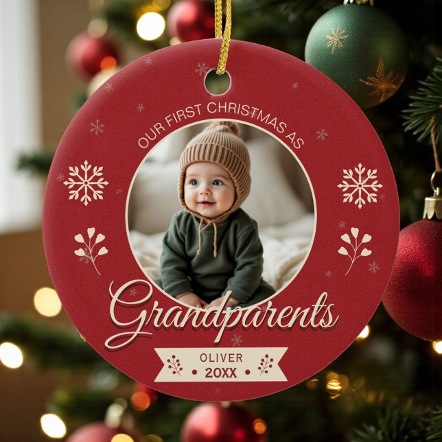 Décoration En Céramique Grandparents First Christmas Photo (Créateur téléchargé)