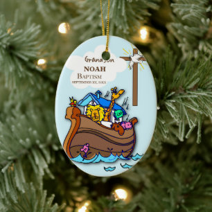 Décoration En Céramique Grandson Baptême Noah's Ark Personnalisé
