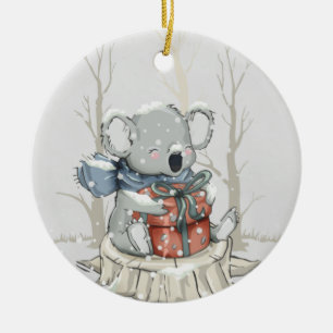 Décoration En Céramique Gray clair mignon Koala Snowfall céramique ornemen