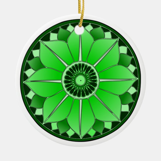 Décoration En Céramique Green Floral Lotus New Age Spirituel Mandala (Devant)