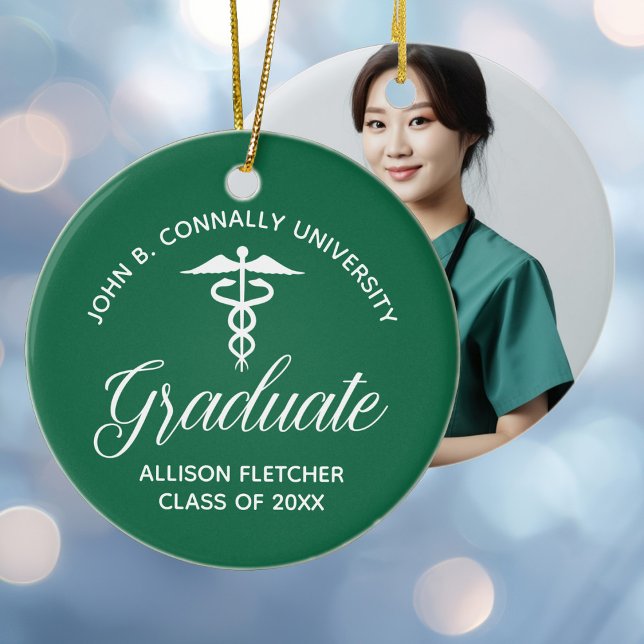 Décoration En Céramique Green Médicale School Graduation Photo Noël (Créateur téléchargé)