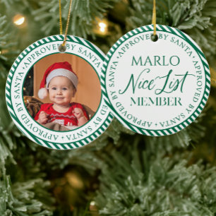 Décoration En Céramique Green Photo Père Noël Nice Liste Membre Noël