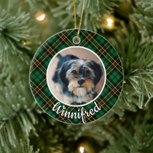 Décoration En Céramique Green Russe Plaid Custom Pet Photo Noël