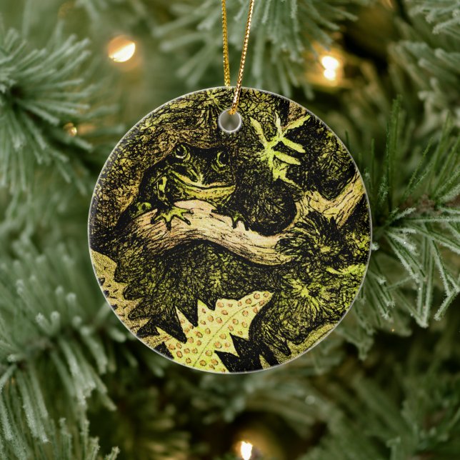 Décoration En Céramique Grenouille Art Nouveau hollandaise dans l'arbre (Arbre)