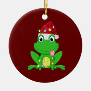 Décoration En Céramique Grenouille aux feux Casquettes Noël