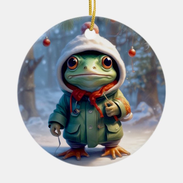 Décoration En Céramique Grenouille de Noël (Devant)