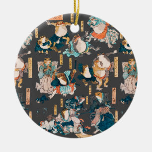 Décoration En Céramique Grenouille japonaise ukiyo-e Froggies