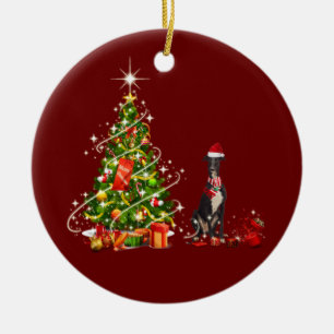Décoration En Céramique greyhound Avec Casquette Scaft Noël