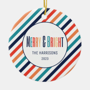 Décoration En Céramique Grilles rétro Abstraites lignes colorées Noël