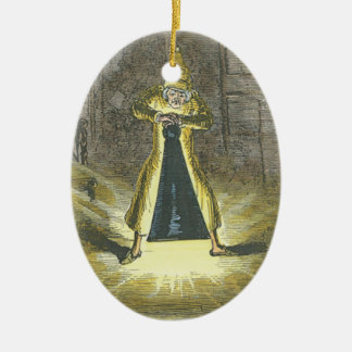 Décoration En Céramique Grippe-sou essayant d'arrêter le fantôme de Noël