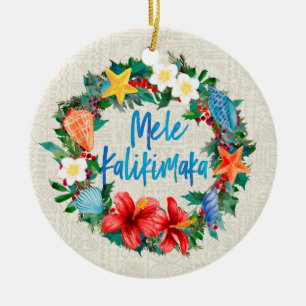 Décoration En Céramique Guirlande hawaïenne de Noël de Mele Kalikimaka