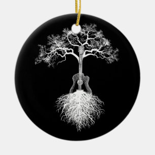 Décoration En Céramique Guitare acoustique Joueur Nature Arbre Musicien Mu