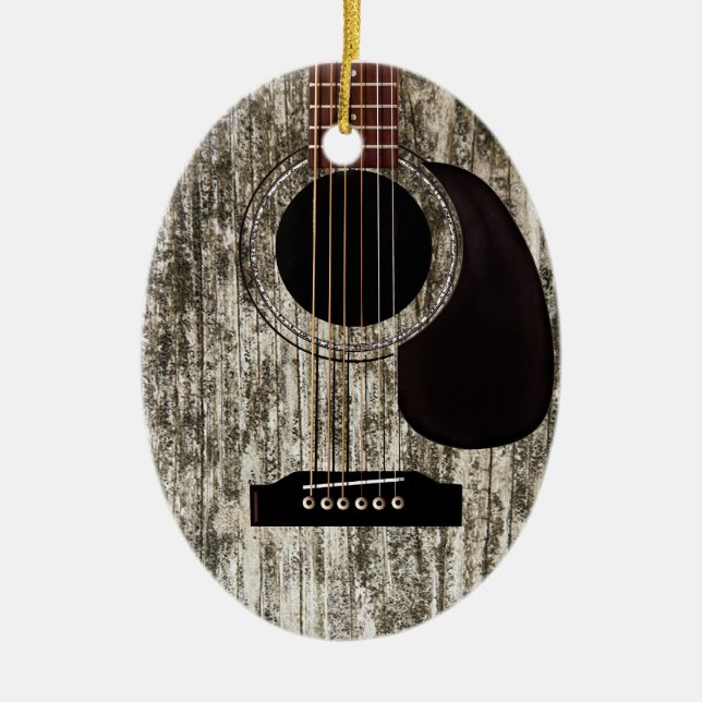Décoration En Céramique Guitare acoustique Old Wood (Devant)