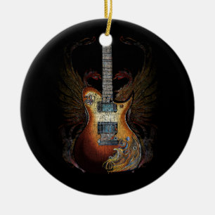 Décoration En Céramique Guitare Acoustique Vintage Joueur en détresse Rock