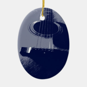 Décoration En Céramique Guitare bleue