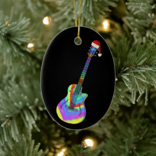 Décoration En Céramique Guitare électrique Père Noël psychédélique