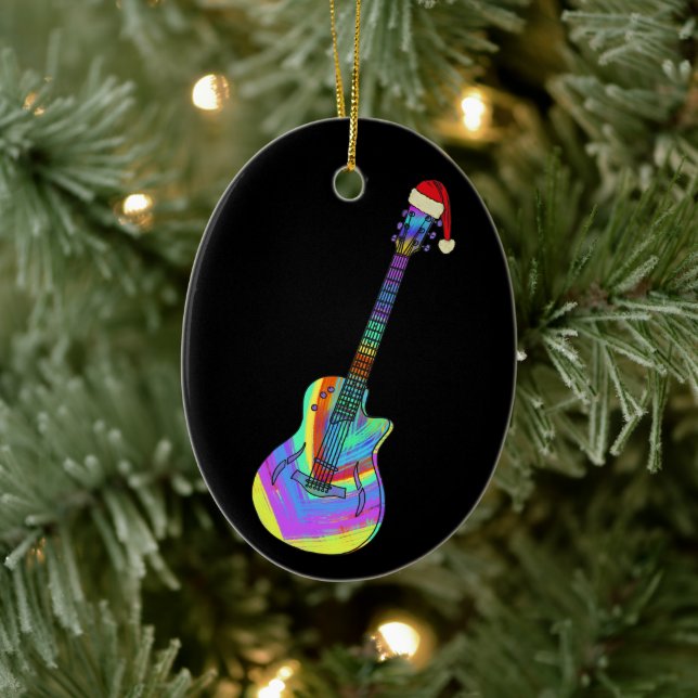 Décoration En Céramique Guitare électrique Père Noël psychédélique (Arbre)