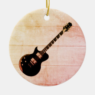 Décoration En Céramique Guitare électrique & Wood Pop Art