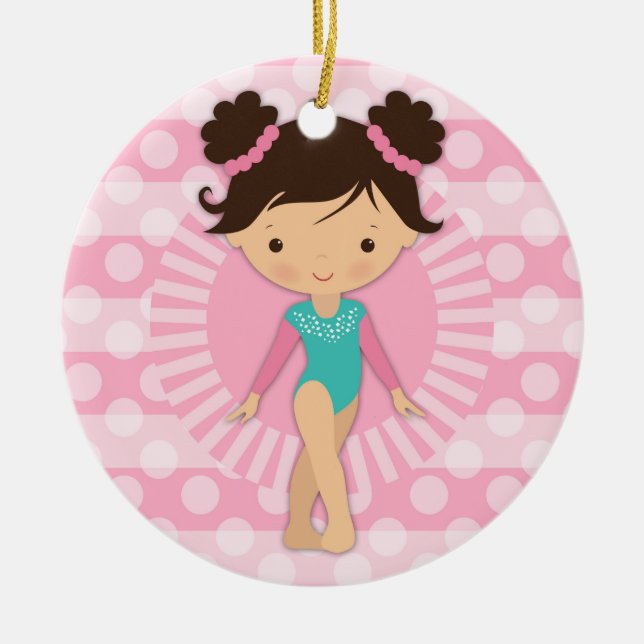 Décoration En Céramique Gymnaste - Gymnastique mignonne Rose Turquoise (Devant)