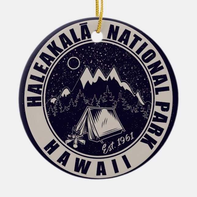 Décoration En Céramique Haleakalā National Park Hawaii Retro Emblem (Devant)