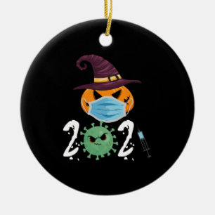 Décoration En Céramique Halloween 2021 Citrouille Wear Mask Funny Party