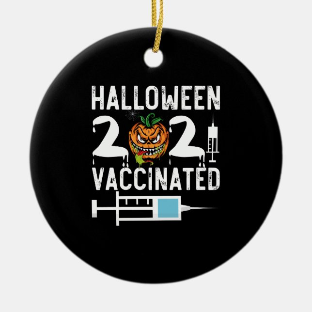 Décoration En Céramique Halloween 2021 Vacciné Costume drôle (Devant)