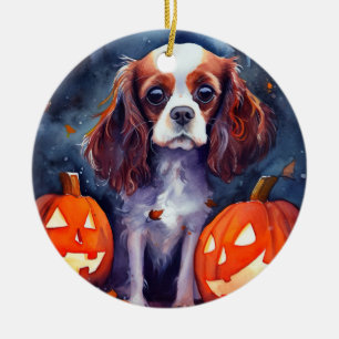 Décoration En Céramique Halloween Cavalier King Charles Spaniel Pumpkins