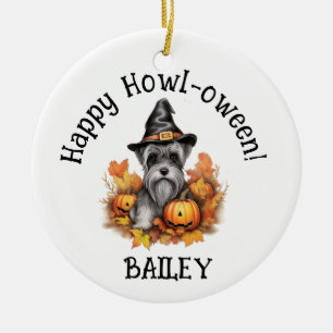Décoration En Céramique Halloween Chien Schnauzer Miniature