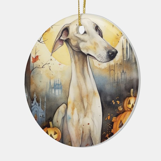 Décoration En Céramique Halloween Greyhound Avec La Peur Citrouille (Gauche)