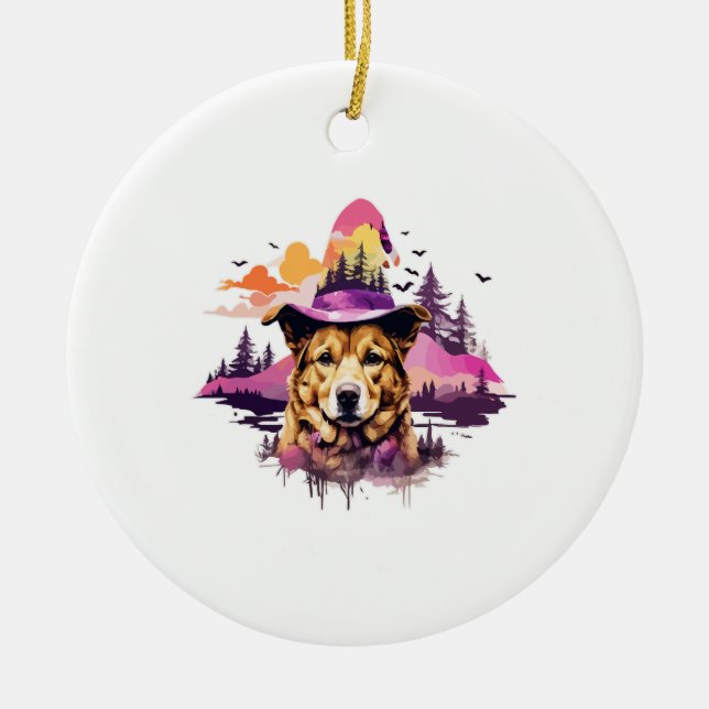 Décoration En Céramique Halloween rose chien 2 (Devant)