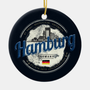 Décoration En Céramique Hamburg Skyline Allemagne Vintage Holiday Souvenir