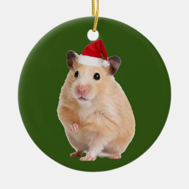 Décoration En Céramique Hamster Avec Casquette Scaft Noël (Devant)