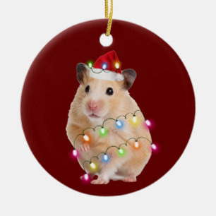 Décoration En Céramique Hamster Avec Casquette Scaft Noël