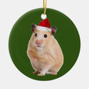 Décoration En Céramique Hamster Avec Scafe Casquette Noël